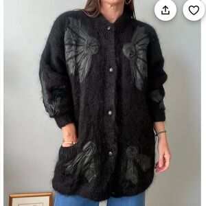 Vintage Mohair and Leather Cardigan